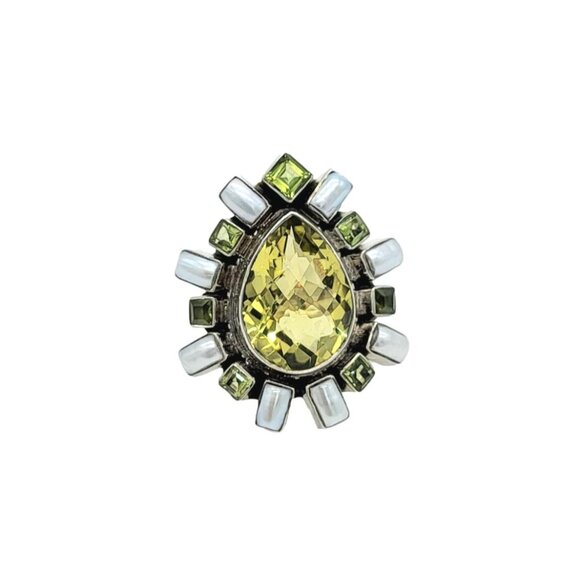 Nicky Butler Size 8 Lemon Quartz Gemstone Designer Pear Ring 925 Sterling Silver - Picture 1 of 8